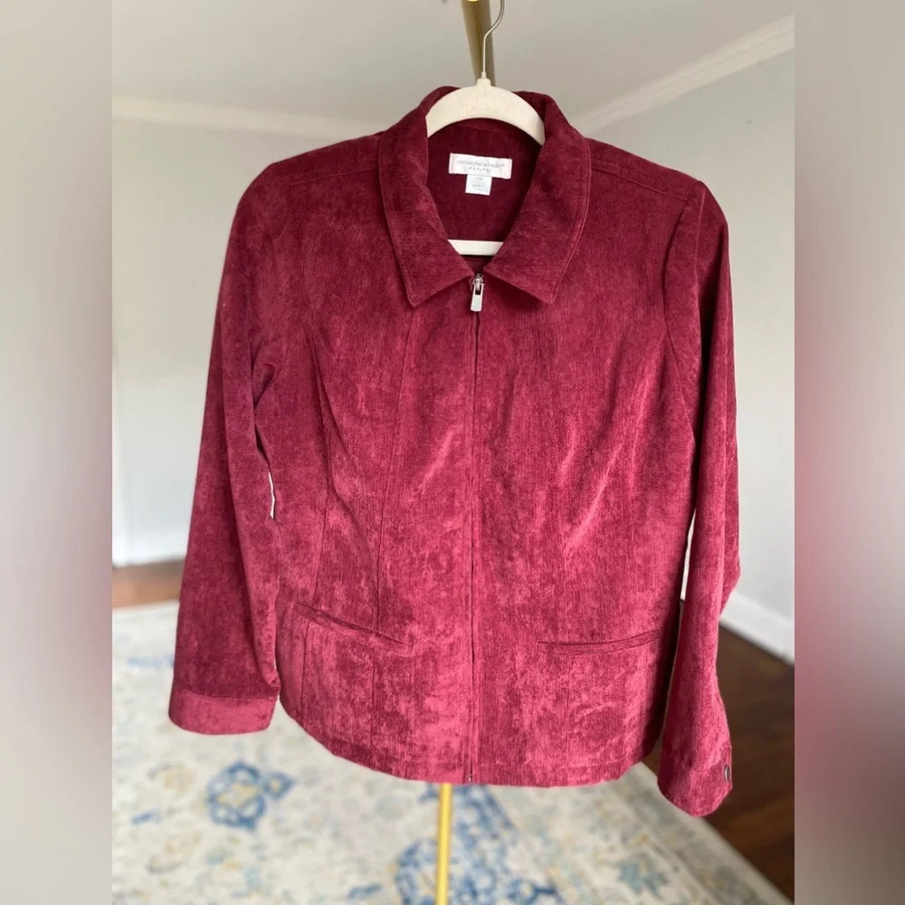 Vintage Jacket‎ Christopher & Banks Burgundy Oxblood Cherry Corduroy Valentines